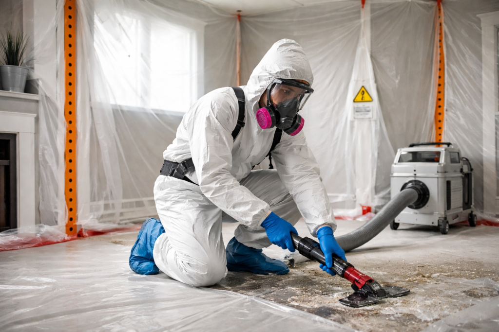 Certified Asbestos Abatement Technician at Work