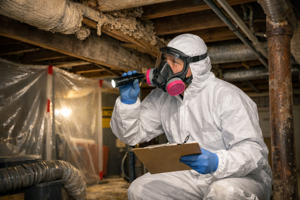 Asbestos and Mold Inspection in Residential Basement
