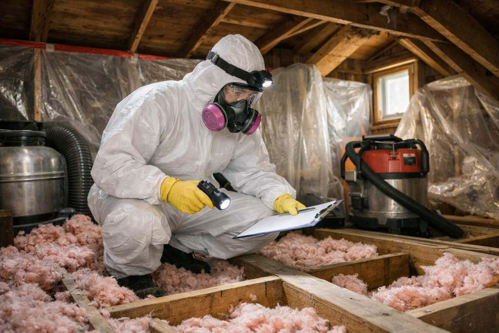 Certified Technician Inspecting Attic Insulation