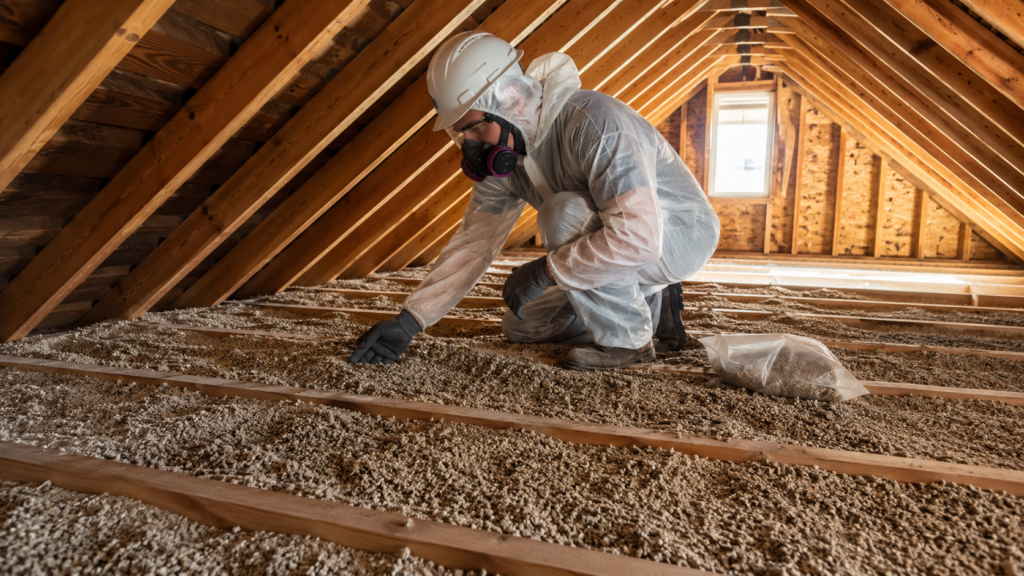 Home Inspector Checking Insulation in Older House