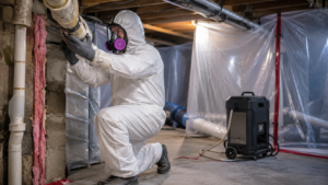 Certified Technician Performing Asbestos Abatement