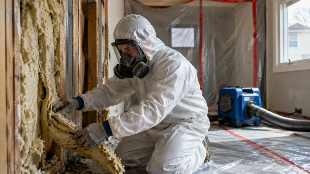 Certified Technician Removing Asbestos Safely