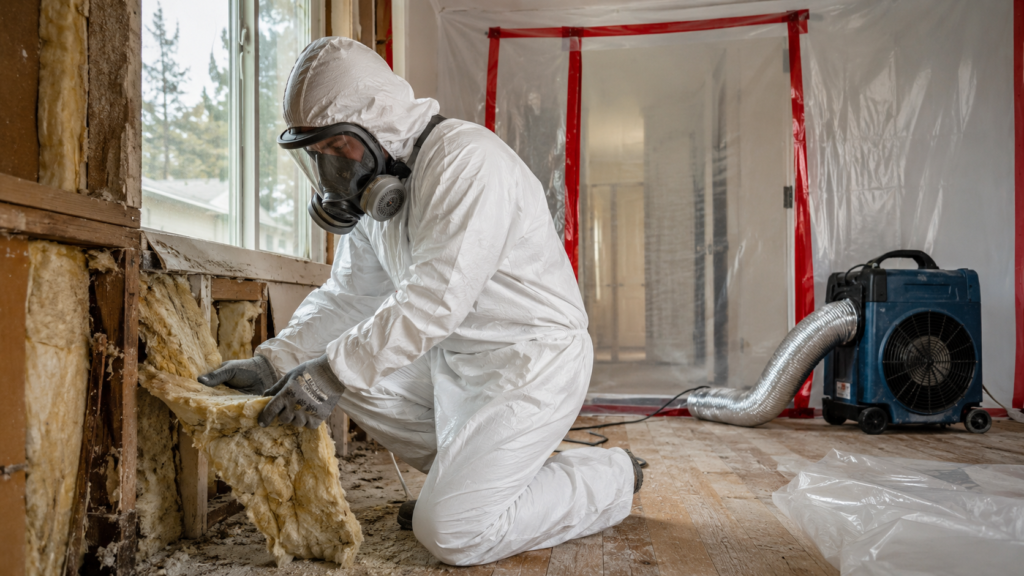 Professional Asbestos Abatement Technician at Work